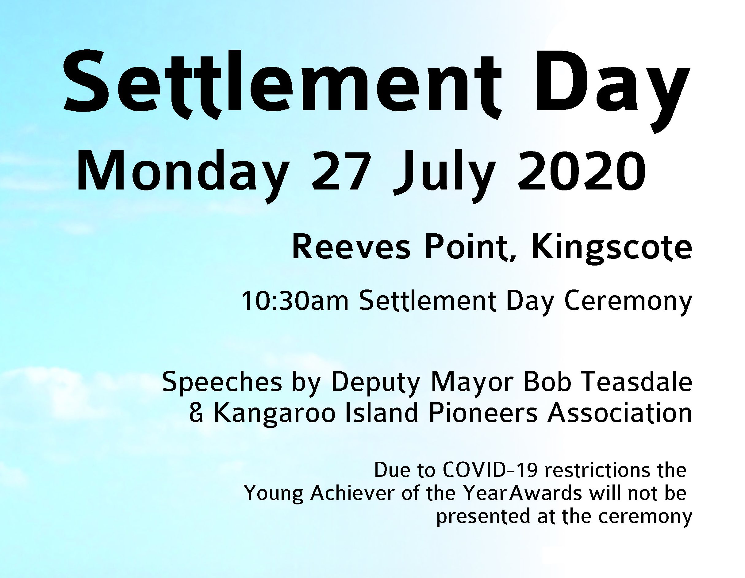 Settlement Day 2020 ceremony and morning tea Kangaroo Island